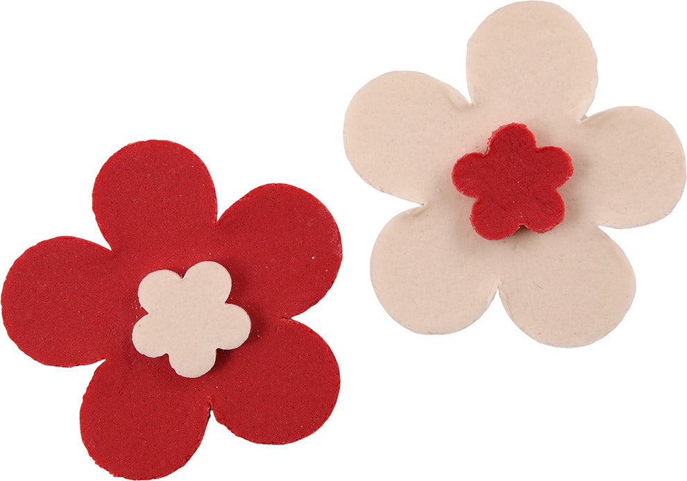 Fondant fleurs blanc/rouge